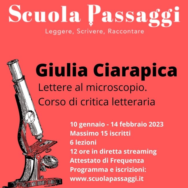 Corso di critica letteraria con Giulia Ciarapica Scuola di Scrittura